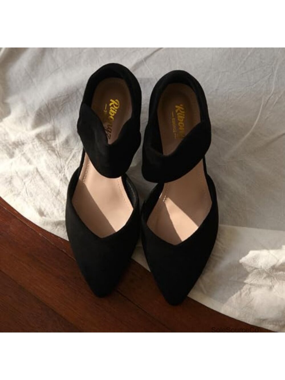 Suede Kitten Heels Women's Closed Toe Ankle Strap Slip On Low Heel Pumps - Picture 3 of 6